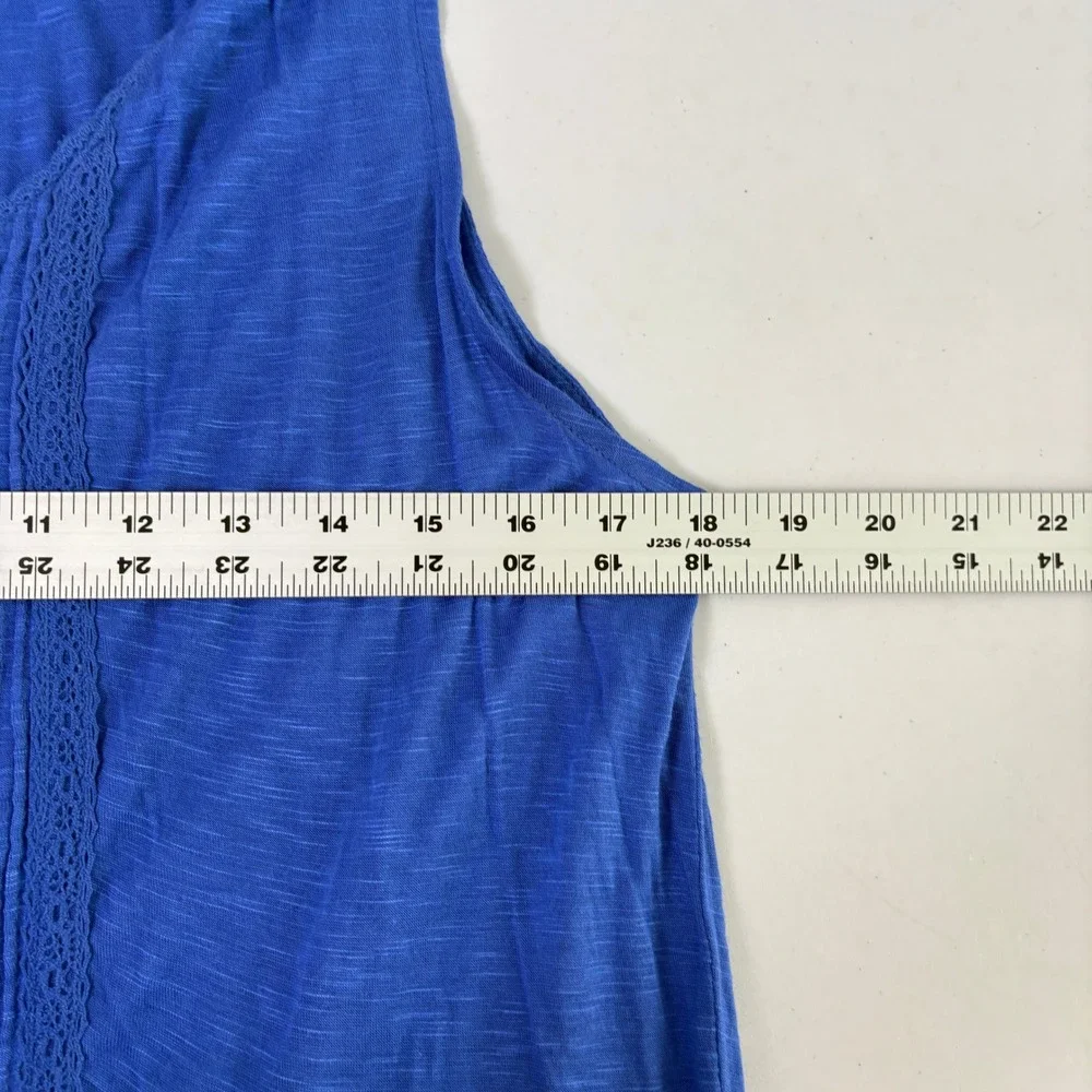 Matilda Jane Sleeveless Tiered Midi Dress Womens XL Blue Lace Trim Slub Knit NWT